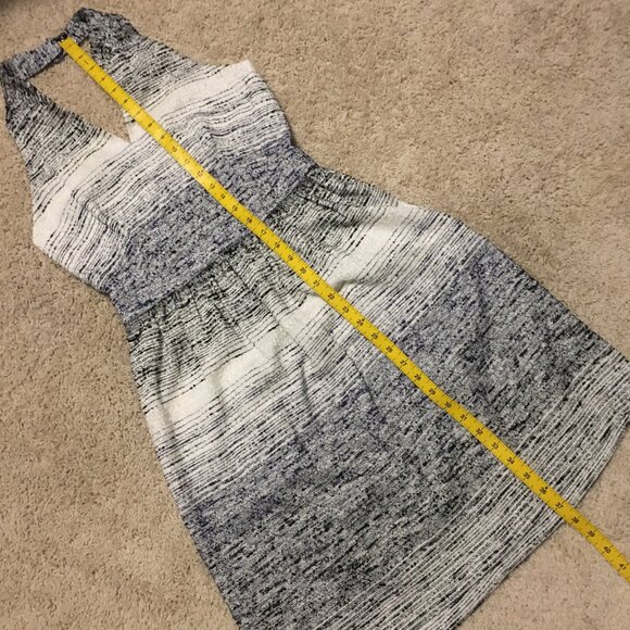 Amy Matto New York Dittered Blue & White Open Back Halter Dress - Picture 16 of 16